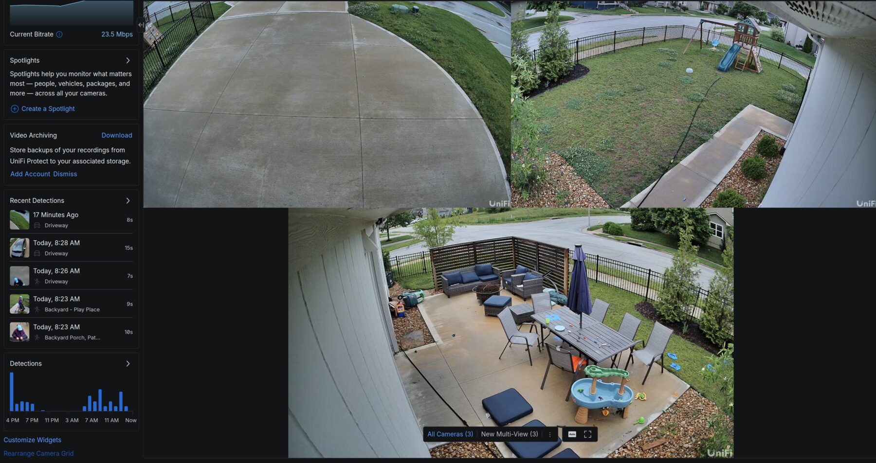 Hadrian-installed multi-camera dashboard view